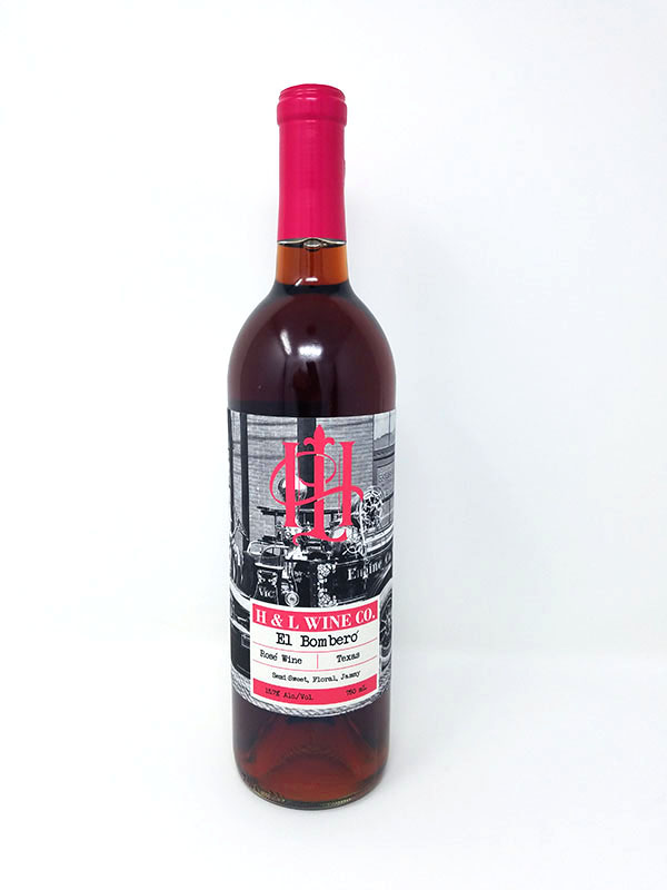 Blush Wine Bottle Pictured from Wichita Falls Winery