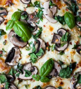 A spinach and mushroom flatbread